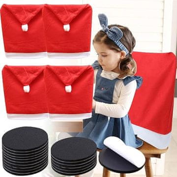 Nikcorp Božične prevleke za stole v obliki kape Božička, komplet 4 kosov, rdeče žametne, dimenzije 50x60 cm, za jedilnico