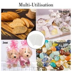 Nikcorp Prozorne vrečke za darila in piškote 10x15 cm, 200 kosov z nalepkami, sponkami in vrvico za pakiranje darilc