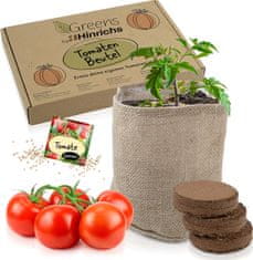 Nikcorp Komplet za gojenje paradižnika z zemljo in semeni v okrasni vreči iz jute za balkon, teraso ali vrt, idealno za začetnike