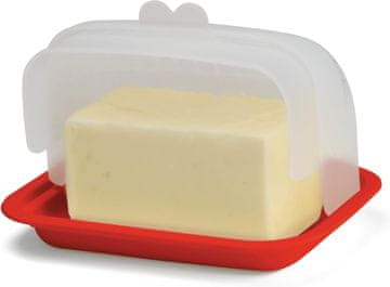 Nikcorp Velika posoda za maslo s pokrovom, bela | Plastična doza za shranjevanje v hladilniku, primerna za pomivalni stroj