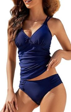 Nikcorp Ženske dvodelne kopalke tankini za močnejšo postavo, modelirajoče, pokrivajo trebuh, nastavljive naramnice, velikost 3XL