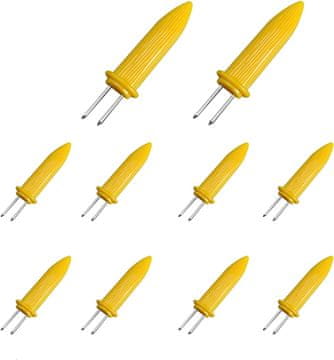 Nikcorp Komplet 10 držal za koruzo na storžu 8,3 cm | Pripomoček za žar in piknik | Nabodala iz nerjavečega jekla