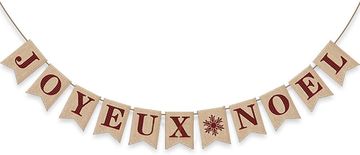 Nikcorp Božični transparent iz jute Vesel božič, vintage stil, 11 zastavic, 2 m vrvica, notranja in zunanja dekoracija