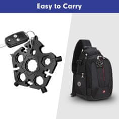 Nikcorp Večnamensko orodje snežinka 23v1 črno | Multitool obesek za ključe, odpirač, izvijač, ključi za kampiranje in outdoor