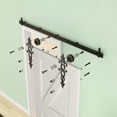 Nikcorp Sistem za drsna vrata Barn Door 183 cm črn komplet vodil in kolesc za loft stil do 120 kg nosilnosti za notranja vrata