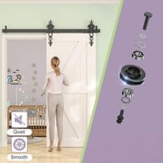 Nikcorp Sistem za drsna vrata Barn Door 183 cm črn komplet vodil in kolesc za loft stil do 120 kg nosilnosti za notranja vrata