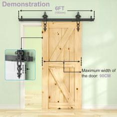 Nikcorp Sistem za drsna vrata Barn Door 183 cm črn komplet vodil in kolesc za loft stil do 120 kg nosilnosti za notranja vrata