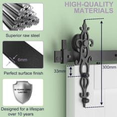 Nikcorp Sistem za drsna vrata Barn Door 183 cm črn komplet vodil in kolesc za loft stil do 120 kg nosilnosti za notranja vrata