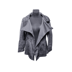 Nikcorp Ženski kratek plašč mornarsko moder, klasičen kroj z gumbi, eleganten prehodni plašček, velikost L