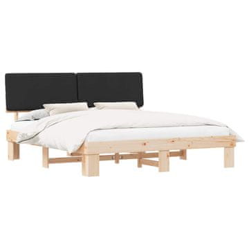 Vidaxl Posteljni okvir z oblazinjenim vzglavjem Črna 180 x 200 cm