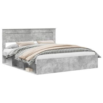 Vidaxl Konstrukcija postelje Beton 180 x 200 cm Masivno borovo les