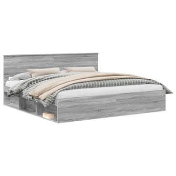 Vidaxl Konstrukcija postelje z vzglavjem Siva Sonoma 200 x 200 cm