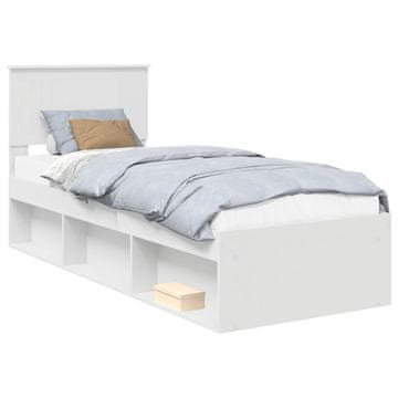 Vidaxl Konstrukcija postelje Bela 75 x 190 cm Masivno borovo les