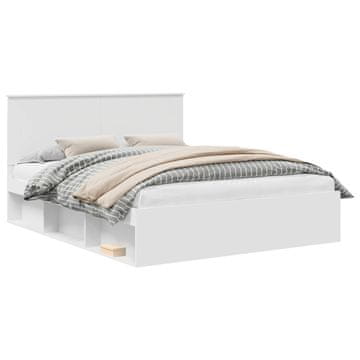 Vidaxl Konstrukcija postelje Bela 160 x 200 cm Masivno borovo les
