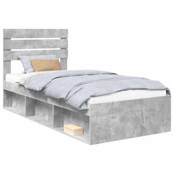 Vidaxl Konstrukcija postelje Beton 90 x 200 cm Masivno borovo les