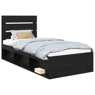 Vidaxl Konstrukcija postelje Črna 90 x 190 cm Masivno borovo les