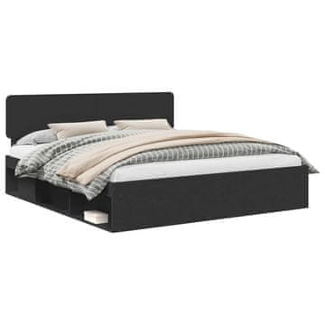 Vidaxl Konstrukcija postelje Črna 200 x 200 cm Masivno borovo les