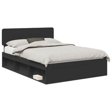 Vidaxl Konstrukcija postelje Črna 160 x 200 cm Masivno borovo les