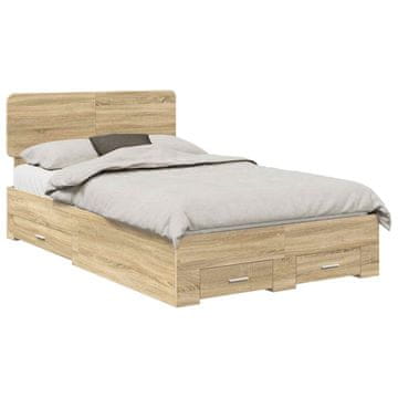 Vidaxl Konstrukcija postelje Sonoma hrast 135 x 190 cm Konstruiran les