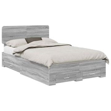 Vidaxl Konstrukcija postelje Siva Sonoma 120 x 190 cm Konstruiran les