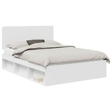 Vidaxl Konstrukcija postelje Bela 150 x 200 cm Masivno borovo les