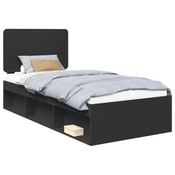 Vidaxl Konstrukcija postelje Črna 75 x 190 cm Masivno borovo les