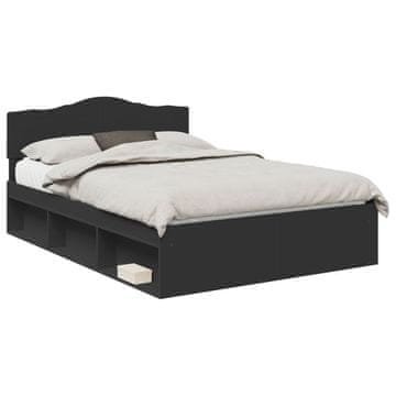 Vidaxl Konstrukcija postelje Črna 140 x 200 cm Masivno borovo les