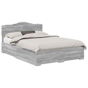 Vidaxl Konstrukcija postelje Siva Sonoma 140 x 200 cm Konstruiran les