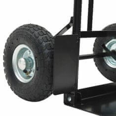 Vidaxl Raztezni ročni voziček Črna in rdeča 57 x 46 x 113 cm Jeklo