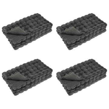 Vidaxl Dežnik iz umetnega zajčjega krzna 4 pcs Temno siva 150 x 220 cm