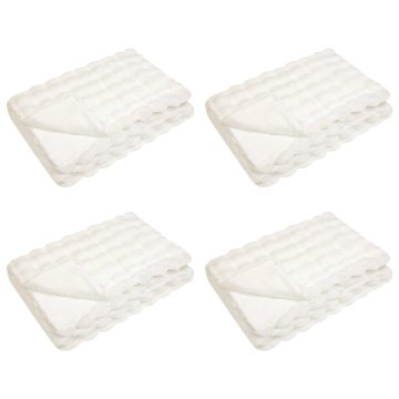 Vidaxl Dežnik iz umetnega zajčjega krzna 4 pcs Bela 150 x 220 cm