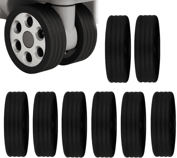 Korbi Silikonska zaščita koles kovčka – 8 črnih zaščitnih obročev