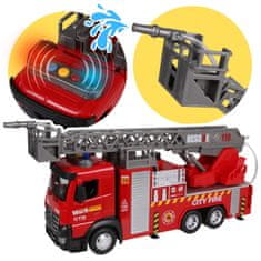 Mega Creative Gasilsko vozilo z IZTEZNO LESTVJO, otroški gasilski avtomobil s SVETLOBAMI, ZVOKI, funkcijo pull&back, cevjo z VODO 3+