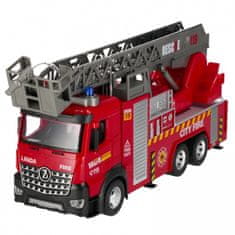 Mega Creative Gasilsko vozilo z IZTEZNO LESTVJO, otroški gasilski avtomobil s SVETLOBAMI, ZVOKI, funkcijo pull&back, cevjo z VODO 3+