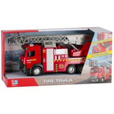 Mega Creative Gasilsko vozilo z IZTEZNO LESTVJO, otroški gasilski avtomobil s SVETLOBAMI, ZVOKI, funkcijo pull&back, cevjo z VODO 3+