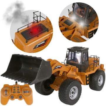 Mega Creative VELIKA daljinsko upravljana GRADBENI stroj, 1:8 buldožer Z DALJINSKIM UPRAVLJANJEM, PARO, SVETLOBO IN ZVOKOM