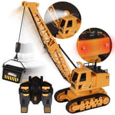 Mega Creative Daljinsko upravljani ŽERJAV 1:20 + DODATKI, Daljinsko upravljani gradbeni stroj za otroke LED SVETLOB IN ZVOK