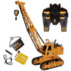 Mega Creative Daljinsko upravljani ŽERJAV 1:20 + DODATKI, Daljinsko upravljani gradbeni stroj za otroke LED SVETLOB IN ZVOK