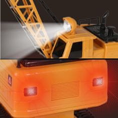 Mega Creative Daljinsko upravljani ŽERJAV 1:20 + DODATKI, Daljinsko upravljani gradbeni stroj za otroke LED SVETLOB IN ZVOK