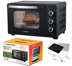 Esperanza Električna pečica NAPOLI, 25L, konvekcija, raženj, 1600W, črna