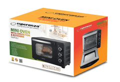 Esperanza Električna pečica NAPOLI, 25L, konvekcija, raženj, 1600W, črna
