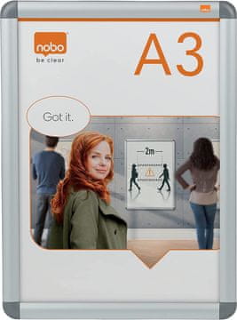 Nobo Okvir za sliko a3 297x420 aluminij s klip pripenjanjem 1902213