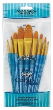 Royal & Langnickel Komplet čopičev Royal &amp; Langnickel GOLD TAKLON, 9 kosov (ovalni 0,2,4,6,8,10,12, 3/4", 1")