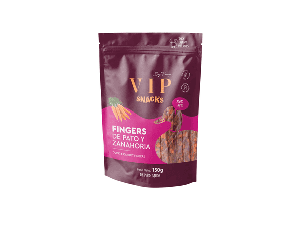 VIP Snacks Fingers priboljški za pse, raca in korenje, 150g