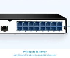 Reolink NVS16 snemalna enota, POE namestitev, priklop do 24 kamer (16x žična + 8x brezžična), spomin do 16TB, aplikacija, neprekinjeno snemanje