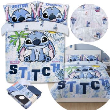 Disney DISNEY Stitch Blue, DVOJNA STRAN, bombažna posteljnina za NAJSTNIKE z gumbi, 100% BOMBAŽ 200x200 cm + 74x48 cm OEKO-TEX