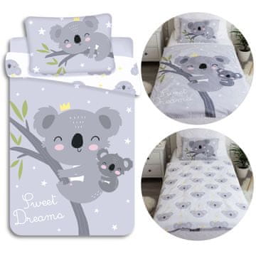 sarcia.eu KOALA Otroška, DVOSTRANSKA, bombažna posteljnina za otroke, z zadrgo, 100% BOMBAŽ 100x 135cm + 40x60cm OEKO-TEX