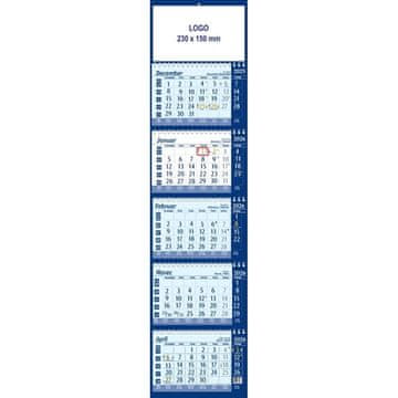 PIGO Koledar stenski 5-delni posloven špirala okno moder 2026 em