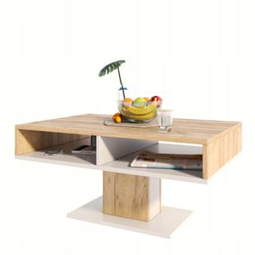 shumee INES klubska mizica, umetniški hrast-bela, skandinavska klubska mizica PER