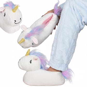 sarcia.eu Unicorn White, TOPLI ženski copati, NESLIPNI copati za domačo uporabo